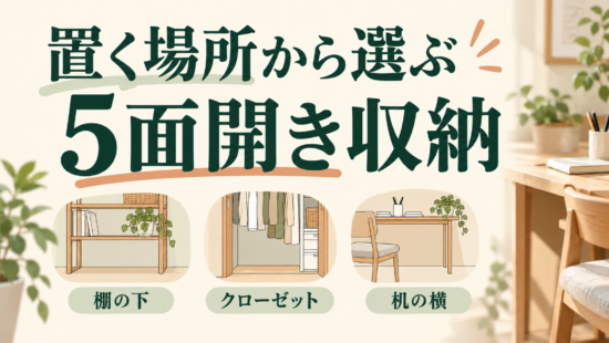 棚の下・クローゼット・机の横など、置く場所から5面開き収納を選ぶ記事のアイキャッチ